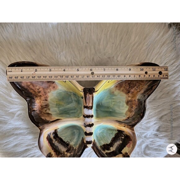 Certified International Butterfly Serving Bowl Rare Vintage - Picture 8 of 11